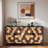 Buffet Sideboard With Honeycomb Pattern And Pine Wood Legs