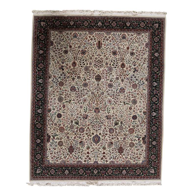 Tapis brun / noir / gris de haute qualité noué à la main