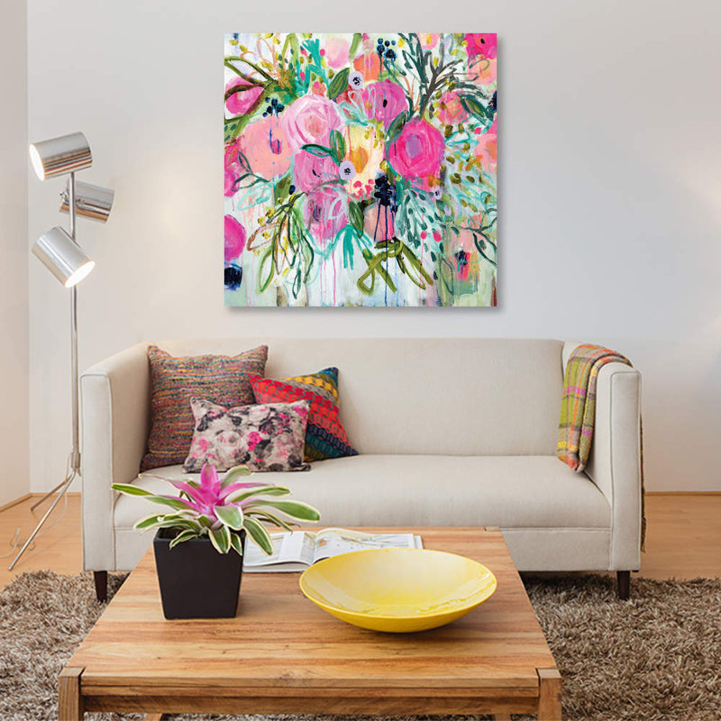 «Rose Burst», reproduction d'impression sur toile, H 18 po x l 18 po x P 1,5 po, Toile tendue, Pas de tapis