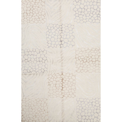 Tapis blanc et gris noué à la main de haute qualité