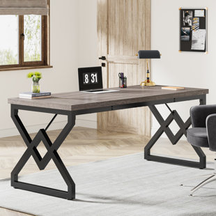 Greye 60 Ash Brown Burl Wood Desk with Swivel Drawers