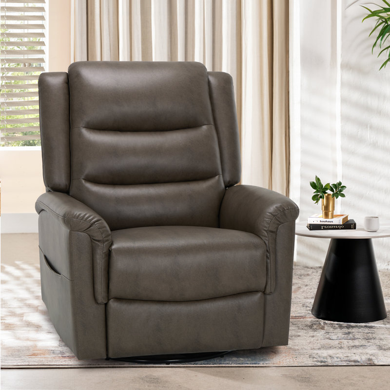 Latitude Run® Manual Swivel Rocker Recliner – Adjustable Leather Lounge ...