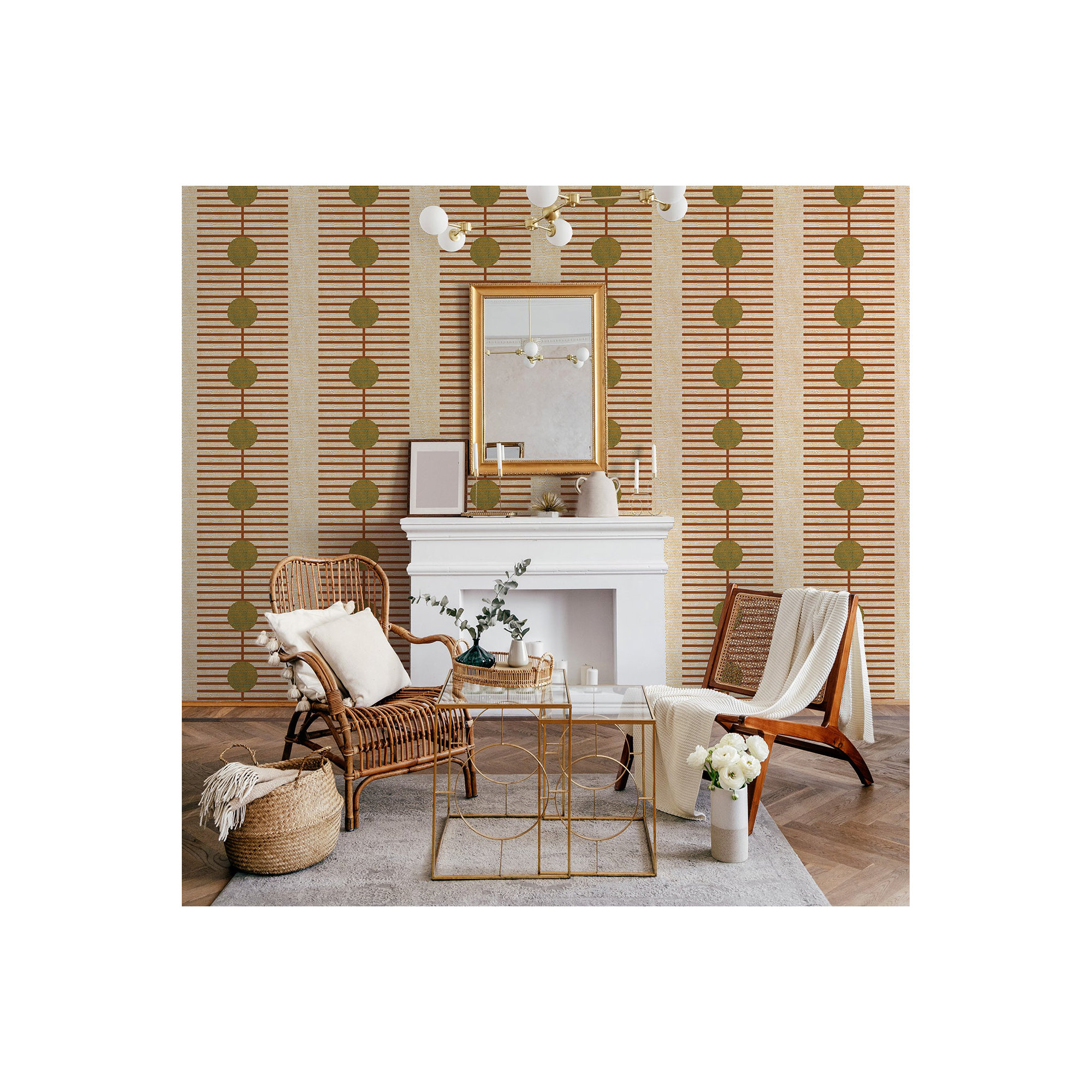 Nomalanga Peel & Stick Wallpaper Roll, Non-pasted, Terracotta