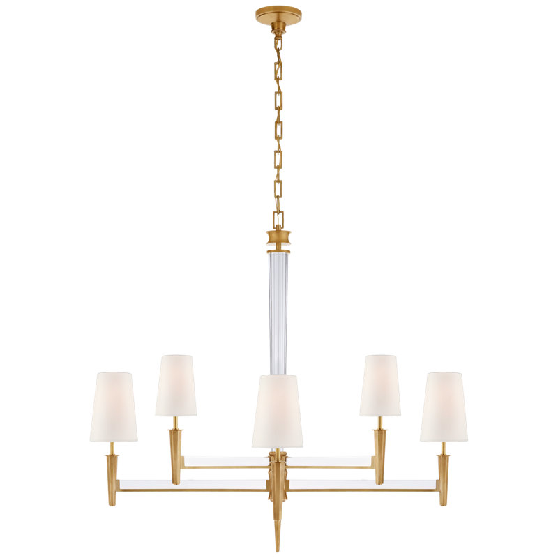 Thomas O'Brien Lyra Two Tier Chandelier, Hand-Rubbed Antique Brass