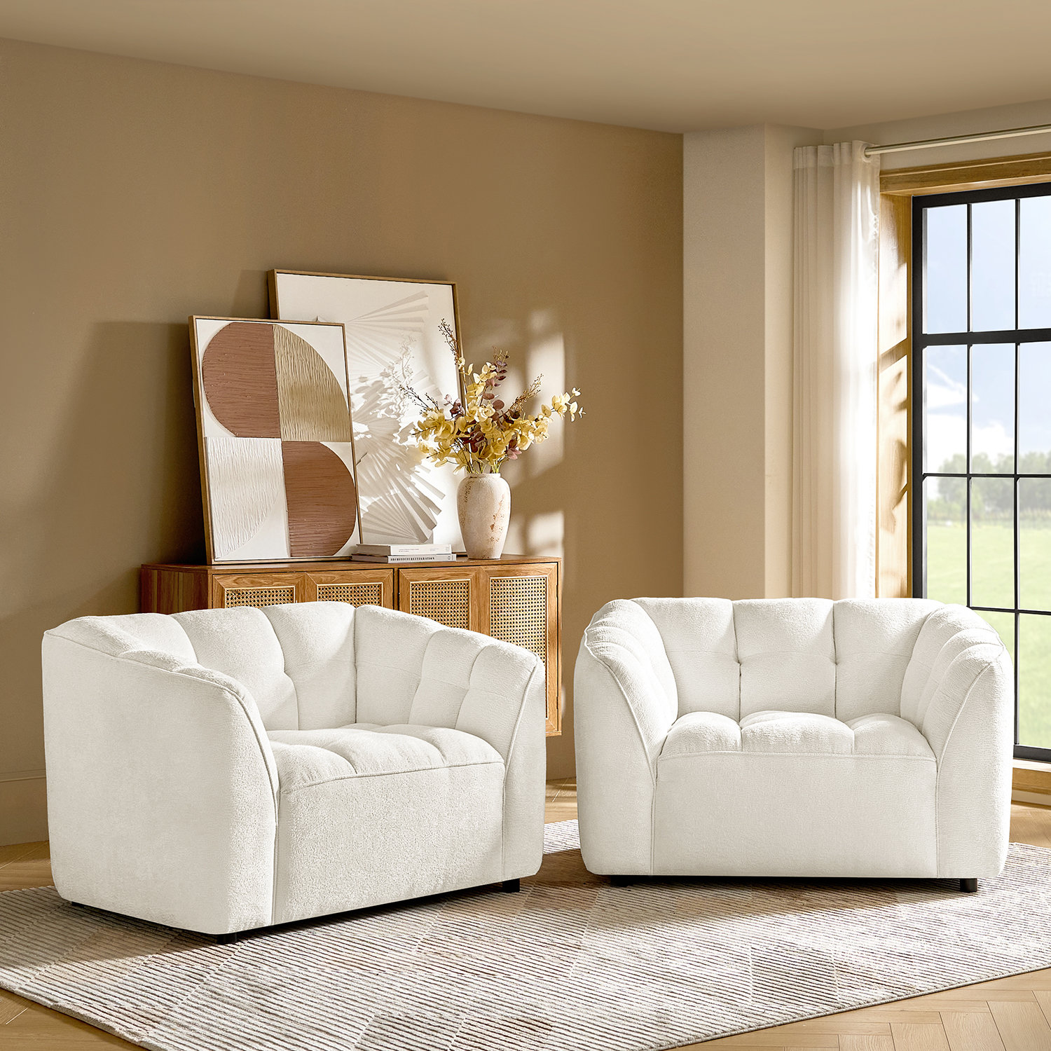 Hokku Designs Panos 50'' W Modern Upholstered Oversized Armchair (Set