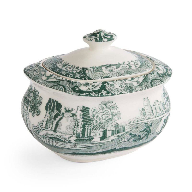 Heritage Green Italian 9 Oz. Covered Sugar Bowl
