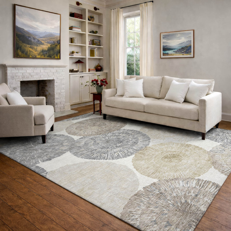 Premium Machine Washable Mayfield AMF2351 Abstract Rug, 8' x 10', Linen