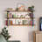60" Pipe Shelves, Wood Shelving Unit, Wall Shelves for Books, Long Wall Shelf, Burnt, 3-Tier, 3pcs Solid Wood Boards Included