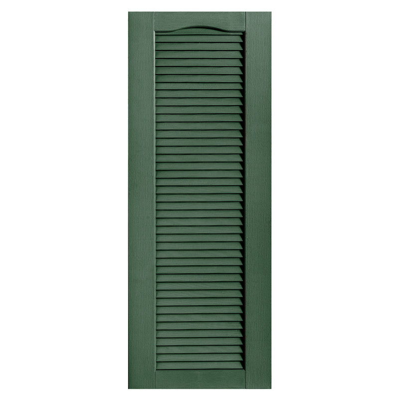 Paire de volets à persiennes cathédrale style pleine longueur ouverts, Vert, 15 po, 35 po
