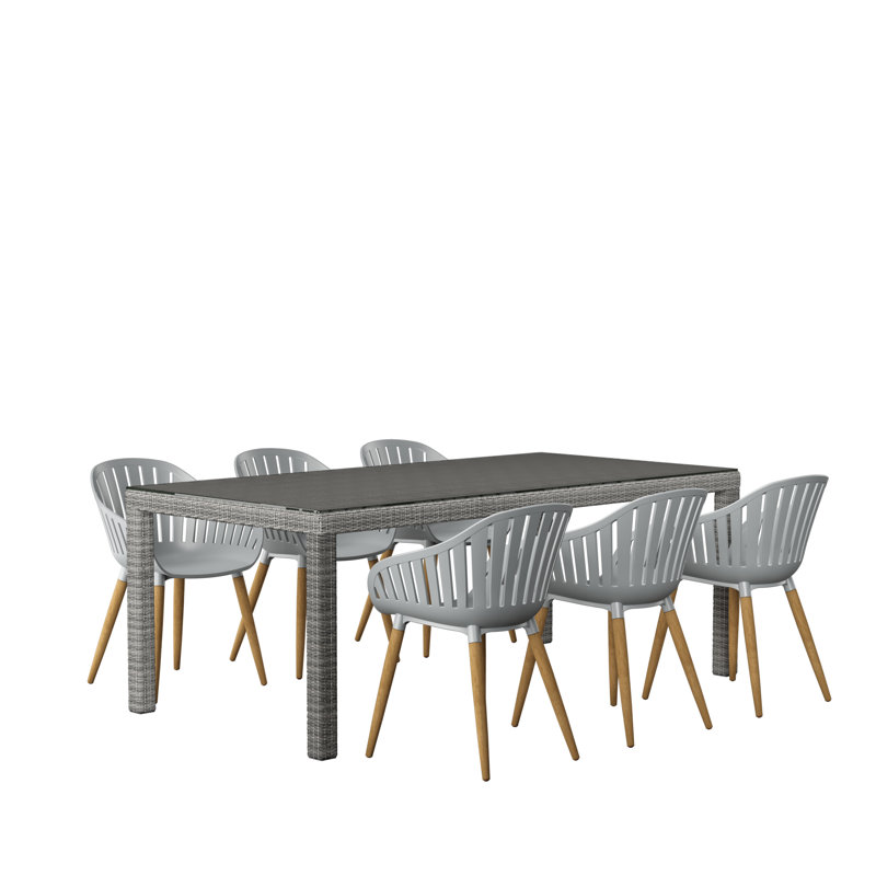 Anautica 6 - Person Wood Patio Dining Set with Rectangular Table