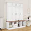 4-in-1 Hall Tree with 4 Hidden Hanging Hooks, Seating Bench and Doors-1856302558