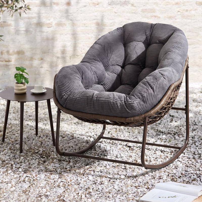 Fauteuil Papasan berçant surdimensionné pour patio, Gris