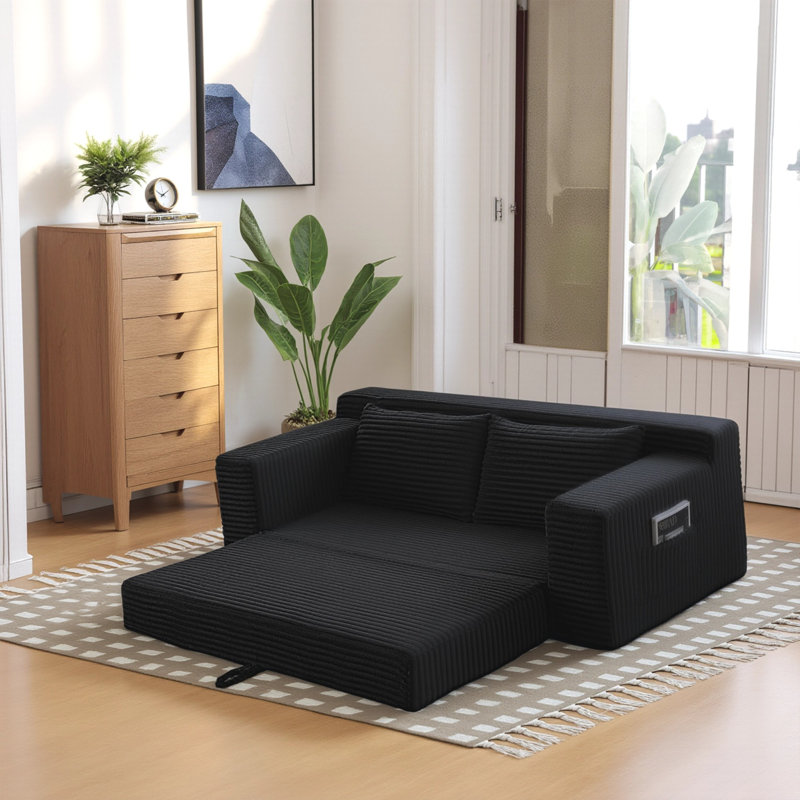 Canapé convertible pliable Boneless, Noir