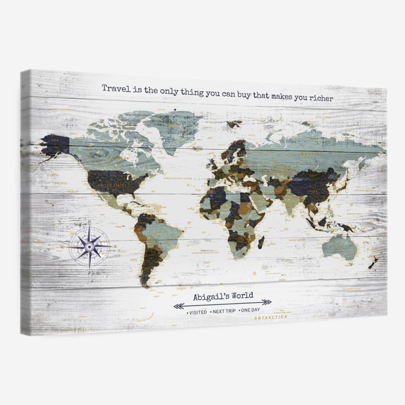 Carte du monde personnalisée «Richer I Push Pin» personnalisée, H 24 po x l 36 po, Oui