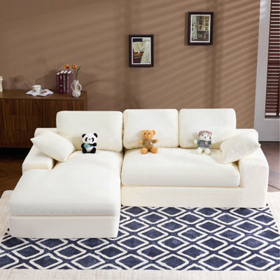 Corduroy Compressed Sofa. It Has A Soft And Skin-Friendly Sitting Feel, Adding A Healing Atmosphere To The Warm Living Room. It Comes With 3 Back Cushions And 2 Throw Pillows.