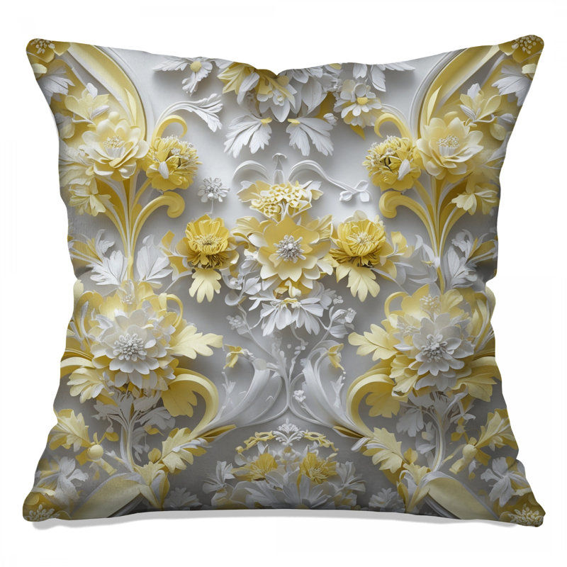 Coussins décoratifs complexes Intricate Yellow Floral, 26 x 26 pouces