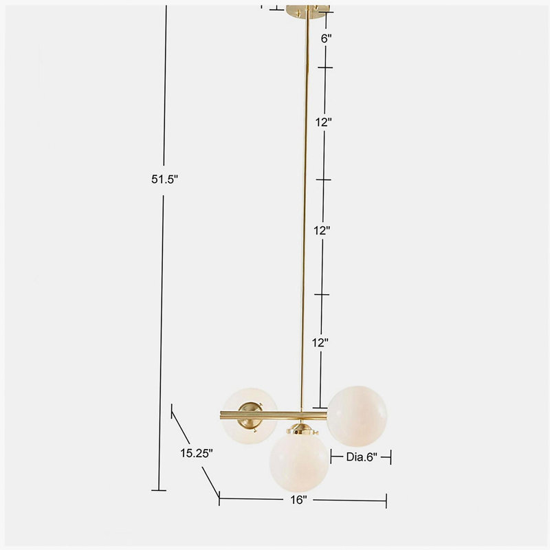 3 Head Crystal Glass Bulb Pendant Light