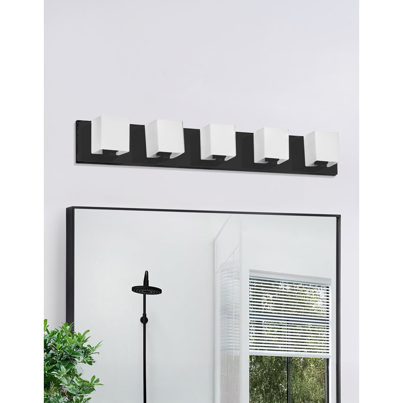 Barre d'éclairage de salle de bain 5 lumières Verona, Noir mat