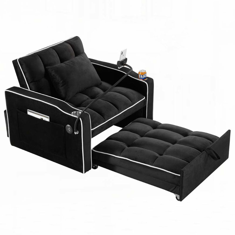 Convertible Sleeper Chair, Black