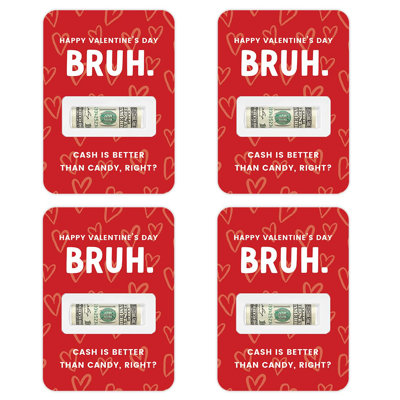Koyal Wholesale 4Pk Bruh Valentine Money Holders, Cash Is Better Than Candy, 5X7