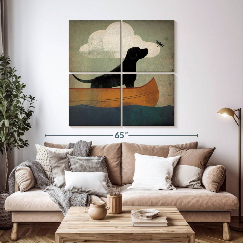 Balade en canot noir Brampt, H 45 po x l 45 po
