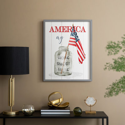 «America My Home Sweet Home», reproduction encadrée - bois massif