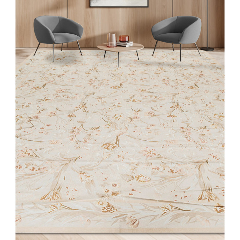 Hand-Knotted High-Quality Beige Area Rug