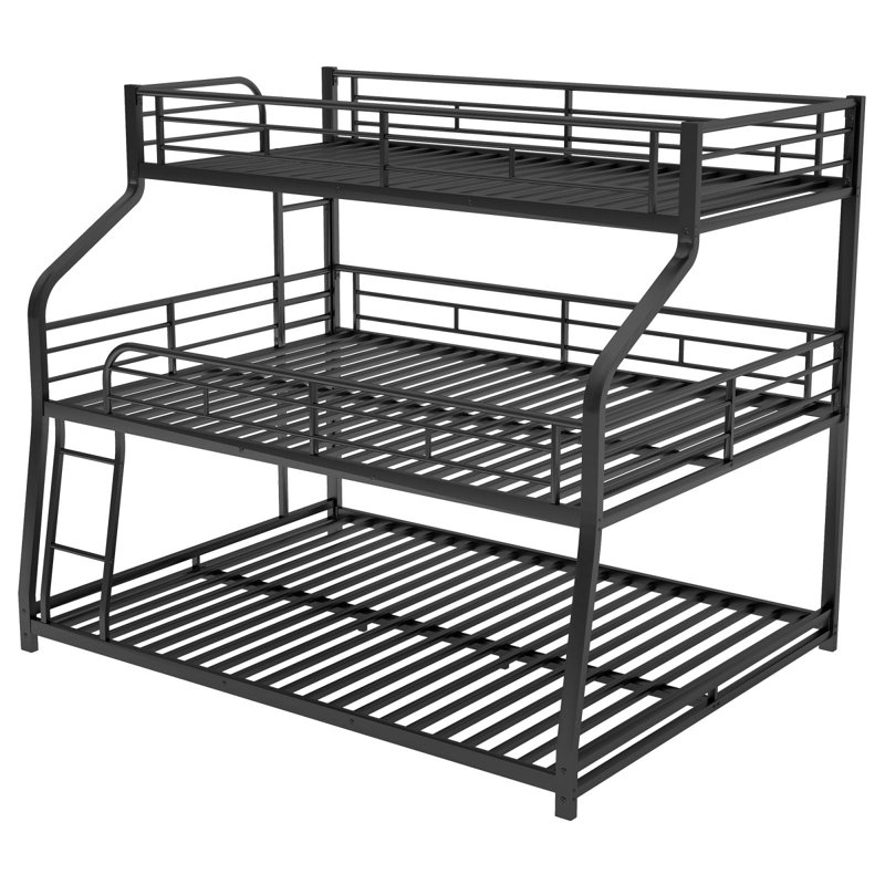 Hust Kids Twin Xl/Full Xl/Queen Bunk Bed, Black