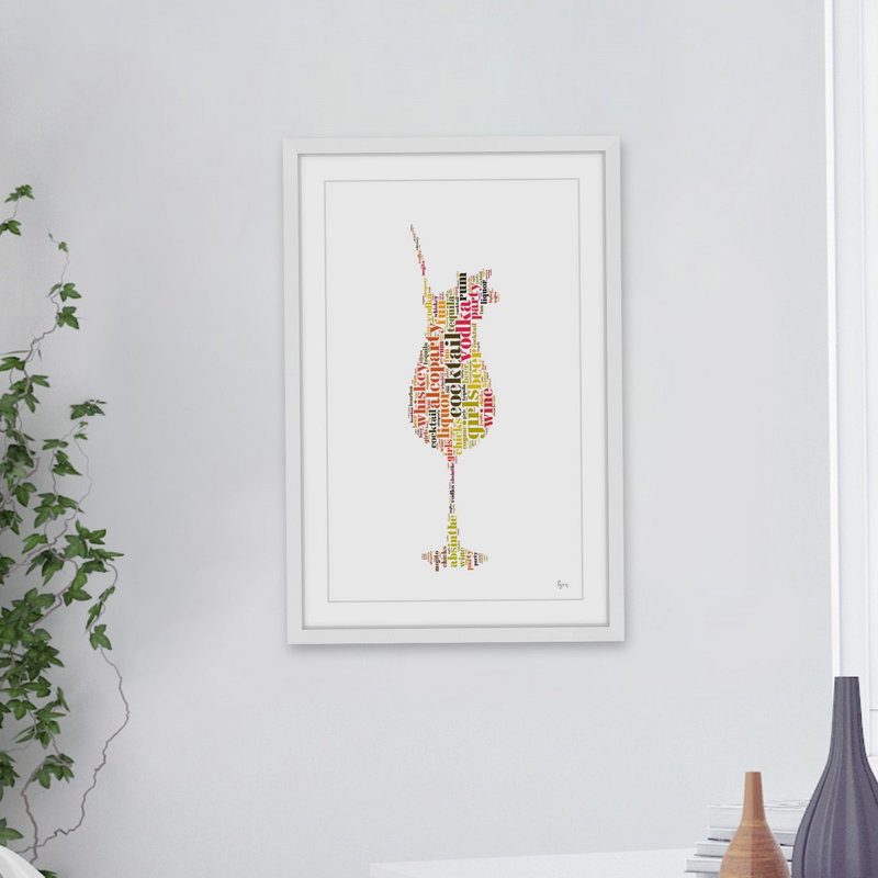 « cocktail party », reproduction d’art encadrée, H 18 po x l 12 po x P 1,5 po