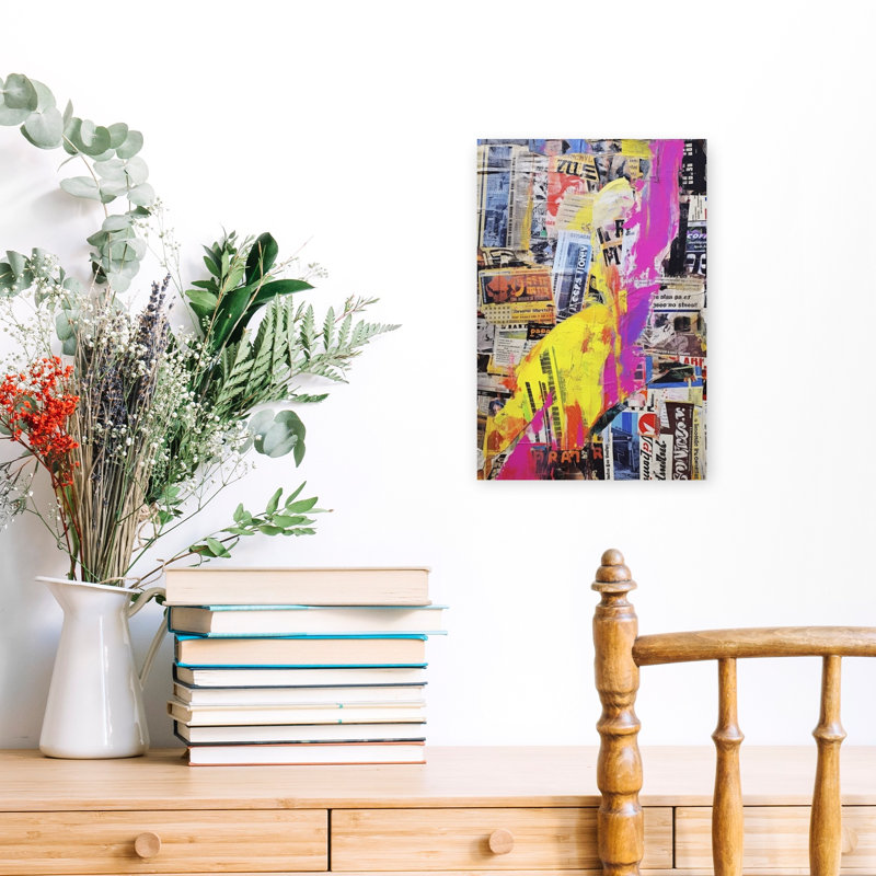 Vivid Urban Layers Abstract Bold Colorful Urban Wall Art Print 1 Piece Wrapped Canvas Wall Art, 45.72cm H x 30.48cm W