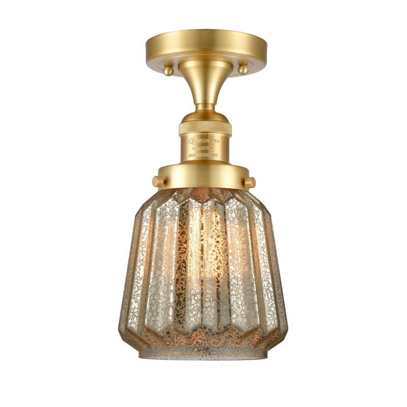Vinson Glass Semi Flush Mount, Satin Gold