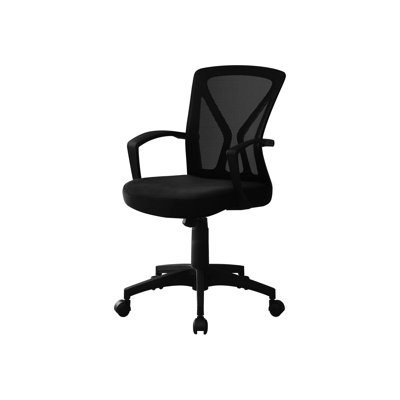 Fauteuil de bureau moderne et ergonomique, hauteur réglable et mécanisme d'inclinaison, filet noir, siège de bureau à dossier moyen à fatigue réduite, siège confortable, avec