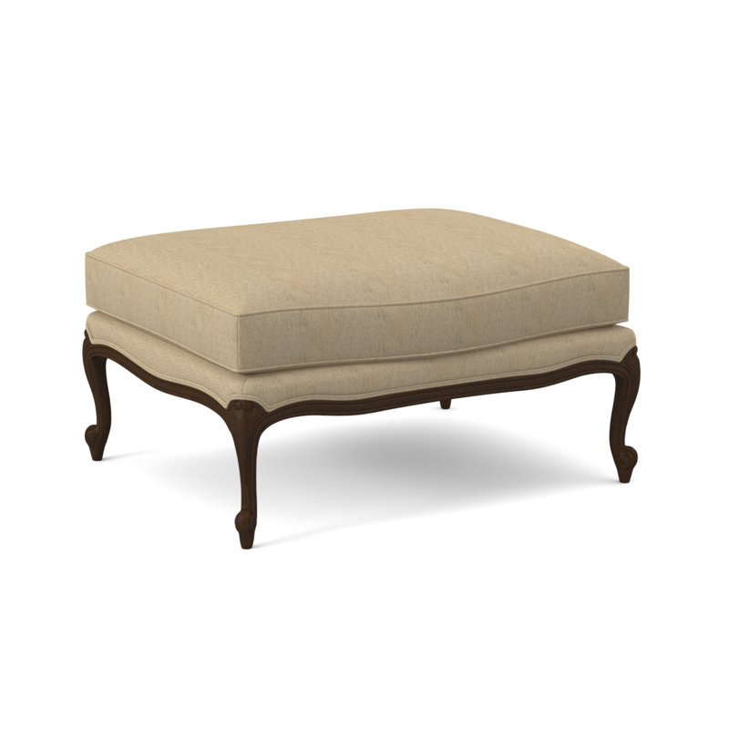 St. Helena Ottoman, Sunny Linen, American Walnut