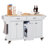 Kitchen Island With Rubber Wood Countertop, Kitchen Cart On 5 Wheels With Storage Cabinet And 2 Top Drawers And A Center Double Layered Storage Drawer For Dinning Room-1394408878