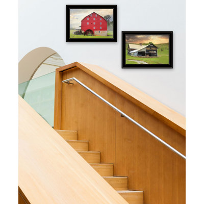 Art mural encadré de vignette 2 pièces avec boîte aux lettres et moulin par Lori Deiter