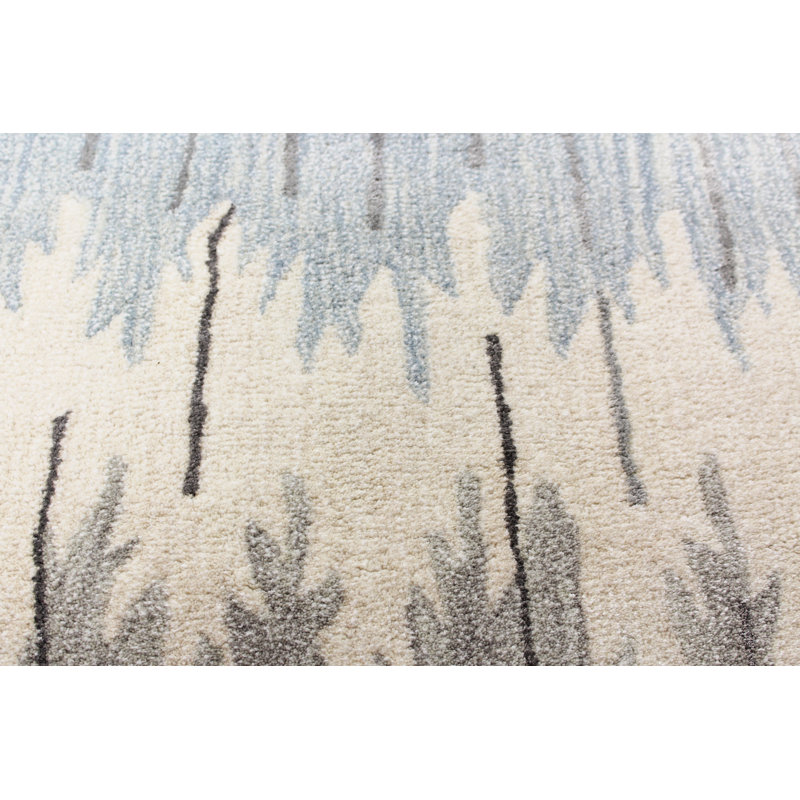 Handmade Blue Wool and Viscose Tufted Runner Rug