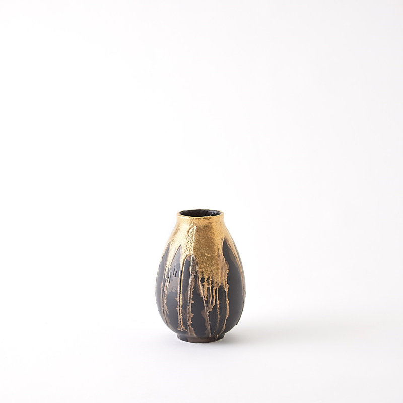 Cauldron Vase-Gold-Med, 8" H x 5.5" W x 5.5" D