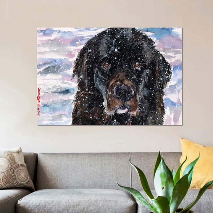 Impression sur toile terre-neuve, H 12 po x l 18 po x P 1,5 po, Toile tendue, Pas de tapis