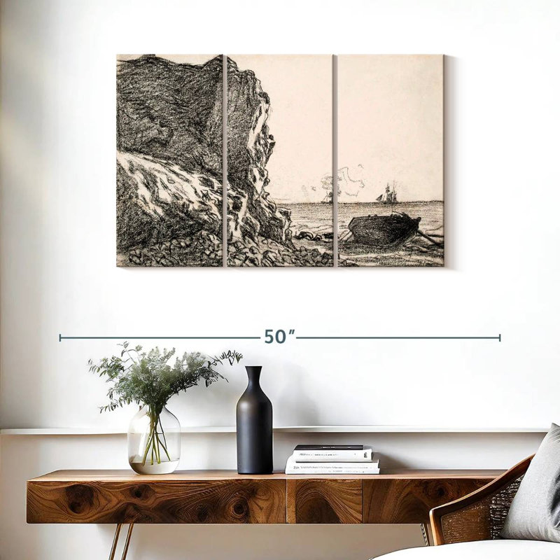 Gillard Falaises et mer Sainte-Adresse 1864, H 24 po x l 38 po