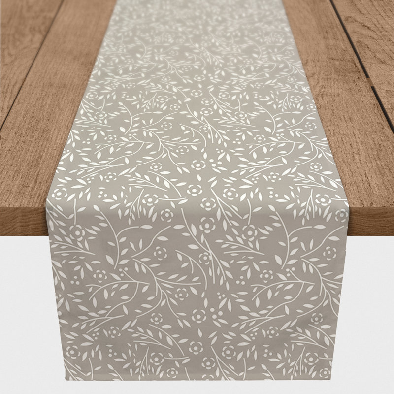 Chemin de table Maribeth, 90 po x 16 po, Kaki, Floral