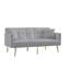 Canapé-lit futon en velours gris avec pieds en métal doré