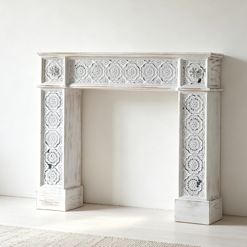 Retro Solid Wood Freestanding Fireplace