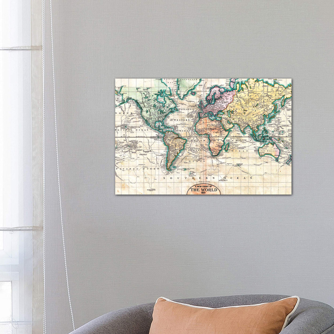 Vintage World Map 1801 by Nature Magick - Wrapped Canvas Print
