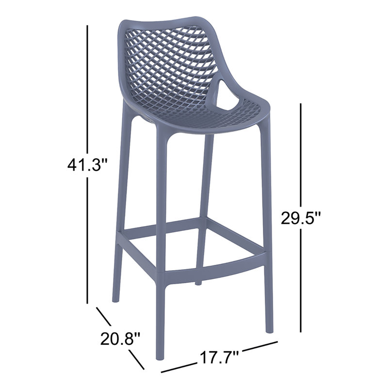 Tabouret de bar pour le patio Farrah, Gris foncé, 29.5"