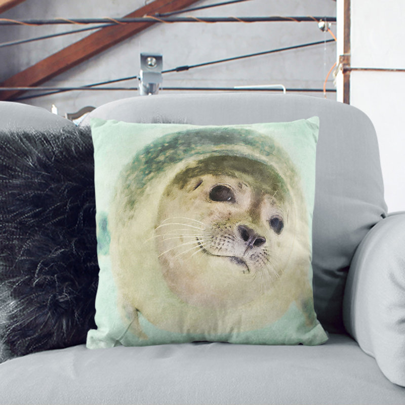 Seal Scatter Cushion, 40cm H x 40cm W x 15cm D, Stone