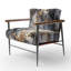 Fauteuil rembourré moderne gris et or délicat Brushstrokes III-1091032806
