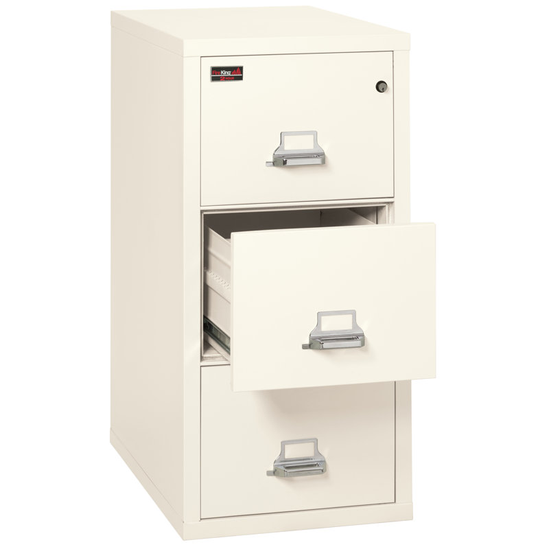 Fireproof 19'' Wide 3 -Drawer Steel File Cabinet, Ivory White