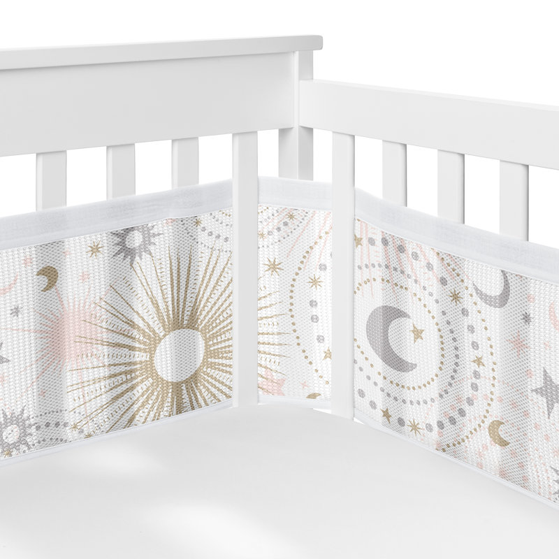 Motifs célestes roses et dorés Sweet Jojo Designs + coussin de tour de lit respirant