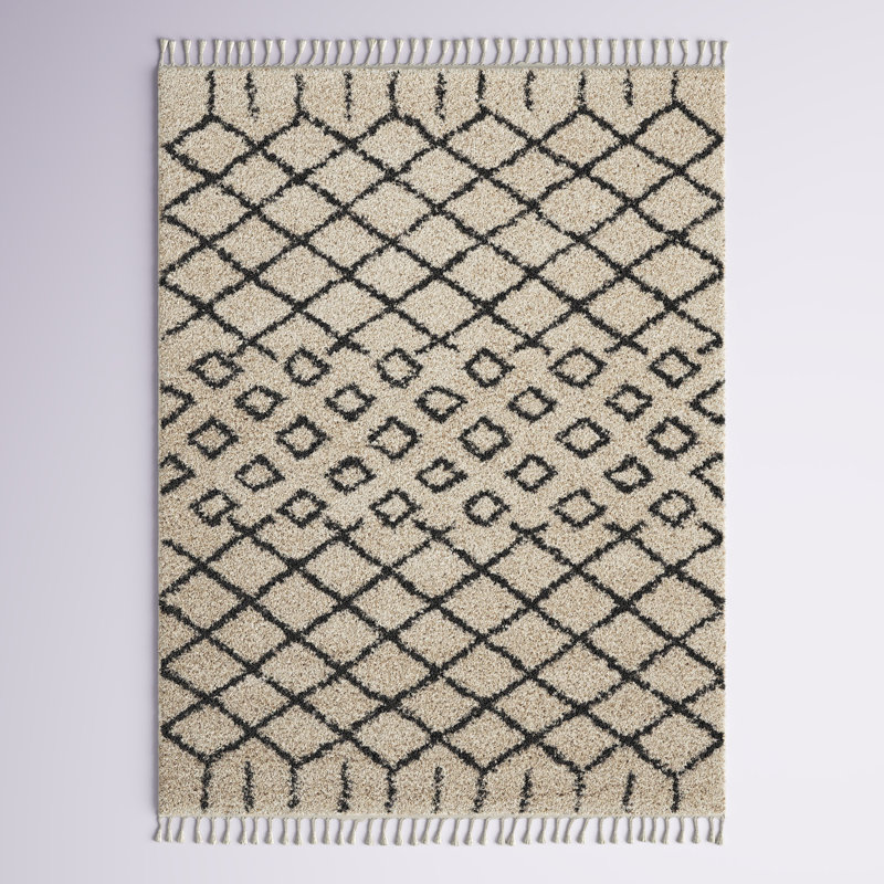 Tapis crème / noir Calion, Rectangle 7 pi 10 po x 10 pi 6 po