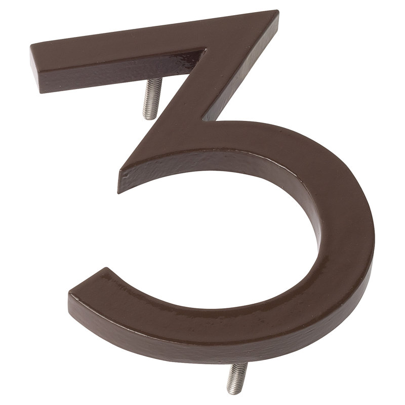 Numéro de maison à fixation flottante 6 po, Bronze romain, 3